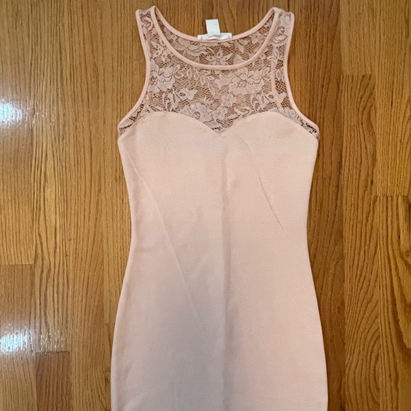 NWOT Forever21 Women Baby Pink Lace Sweetheart Neckline Sleeveless Bodycon Dress - Picture 4 of 6
